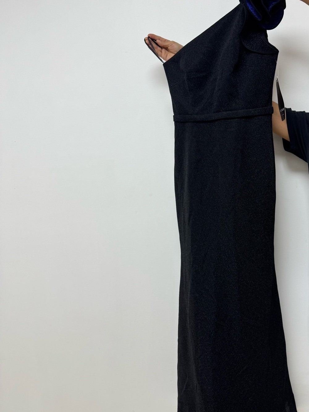 Black One-Shoulder Evening Dress, unnoticeable DEFECT at BOTTOM!